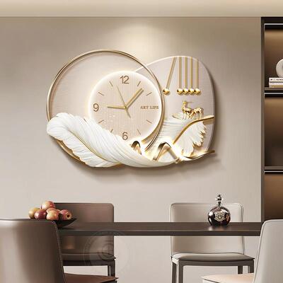 现代轻奢电表箱装饰画 画2025新款羽毛钟表配电箱遮挡弱电箱盖板