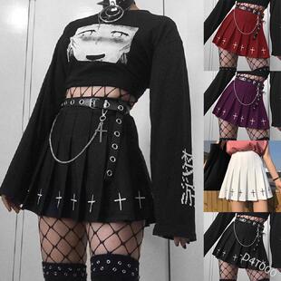 Cross zipper pleated skirt for women