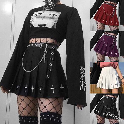 Cross zipper pleated skirt for women