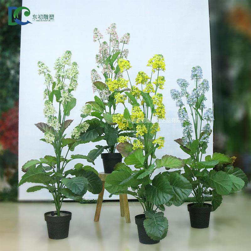仿真油菜花带叶仿真花田园装饰塑料花卉假花盆栽仿真油菜花
