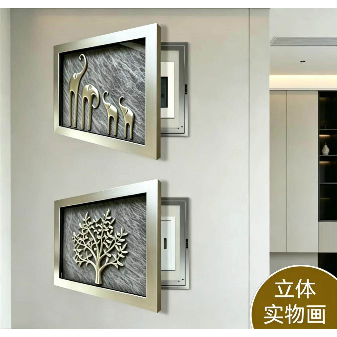 轻奢电表箱装饰画3D立体画发财树电表箱挂画现代简约电表箱遮挡画