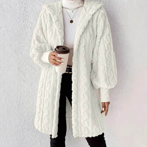 Women's long sleeved hooded plush jacket