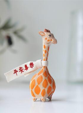 Joe/ Q版小鹿小木雕 装饰摆饰可爱 纯手工北欧风搞怪创意小礼物