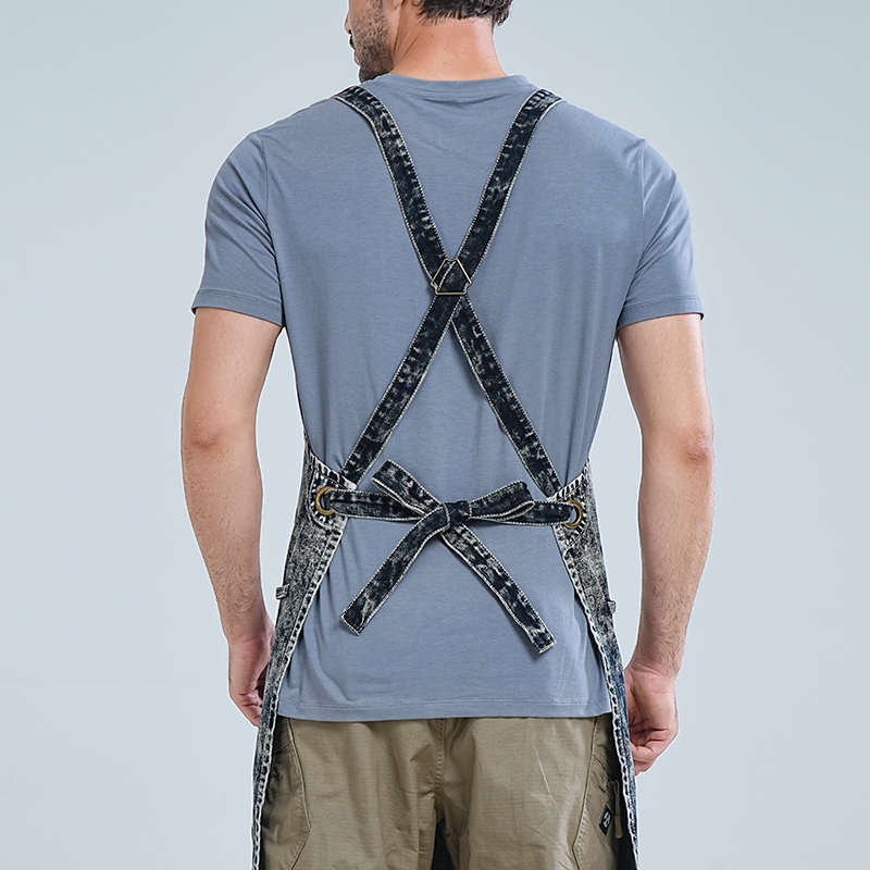 水洗牛仔围裙定制logo画画理发师工作服电工木工围裙厂家批发