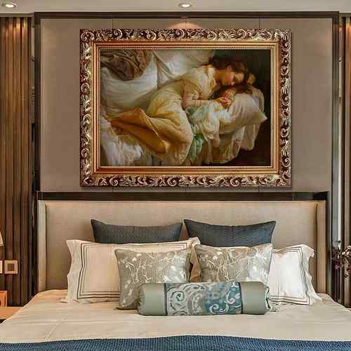 欧式美女油T331画卧室装饰画墙美馆简欧床头式画温馨宾酒店挂画睡