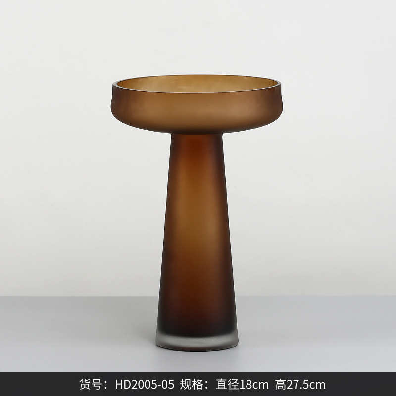 感花瓶值ins颜餐厅插花高级磨砂玻璃风花瓶高客玄关 摆件装饰品