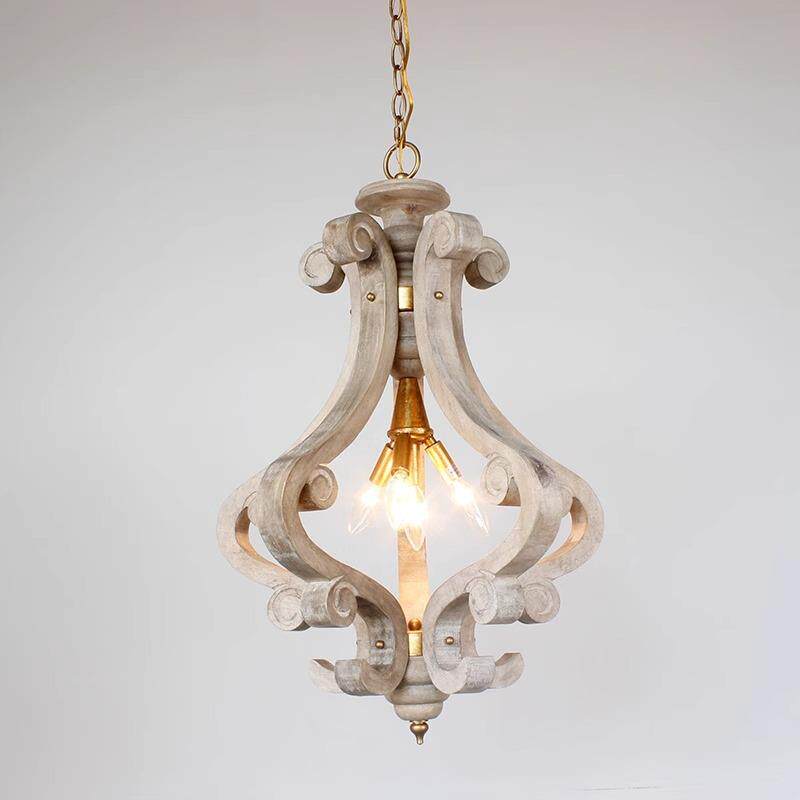 美式乡村复古实木吊灯橱窗灯具酒吧台餐厅灯创意个性楼梯卧室灯具