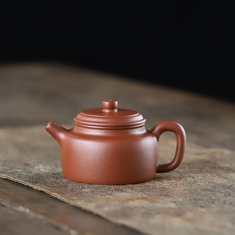 紫砂壶工堂宜兴原矿红皮龙德钟150cc内推孔紫砂茶具泡茶壶