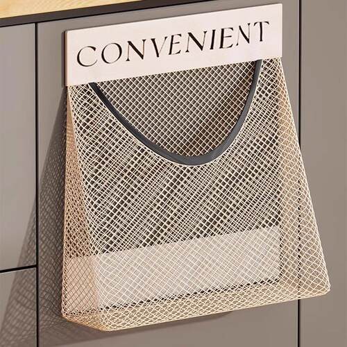 Kitchen Plastic Bag Organizer with Magic Tape, Wall-Mounted