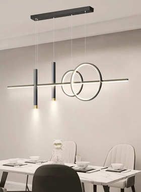 北欧2022新款灯具现代简约饭厅餐桌吧台黑色一字极简长条餐厅吊灯