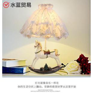 婚欧式 田L园韩587ED调光遥控卧室床头台灯 创意台灯温馨浪漫结式