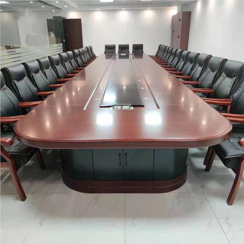 议会组桌办公油RC0032漆培训桌大型多人商务洽谈开会圆椭形长桌子