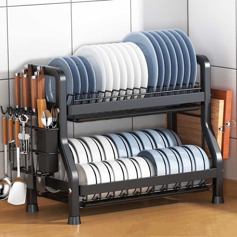 厨房碗碟架不锈钢家用架碗碟沥水收纳架置物多功能架餐具一体台面