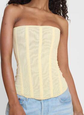 Women's Strapless Bustier Corset Back Zip Mesh Boned Bodysha