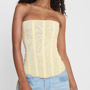 Women Sexy Mesh Strapless Bandeau Boned Corset s