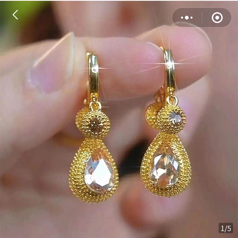 留恋一生榴莲耳环女款纯黄金色水滴形耳扣好沄多商城轻奢覆古耳饰