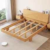 原木风现简约1.床52米单人床架出租8新品 橡木床全实木1米双人YDJ