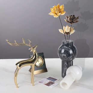 售楼处软家居摆件电视柜客厅插花样板房花瓶装饰品大理石摆设桌面