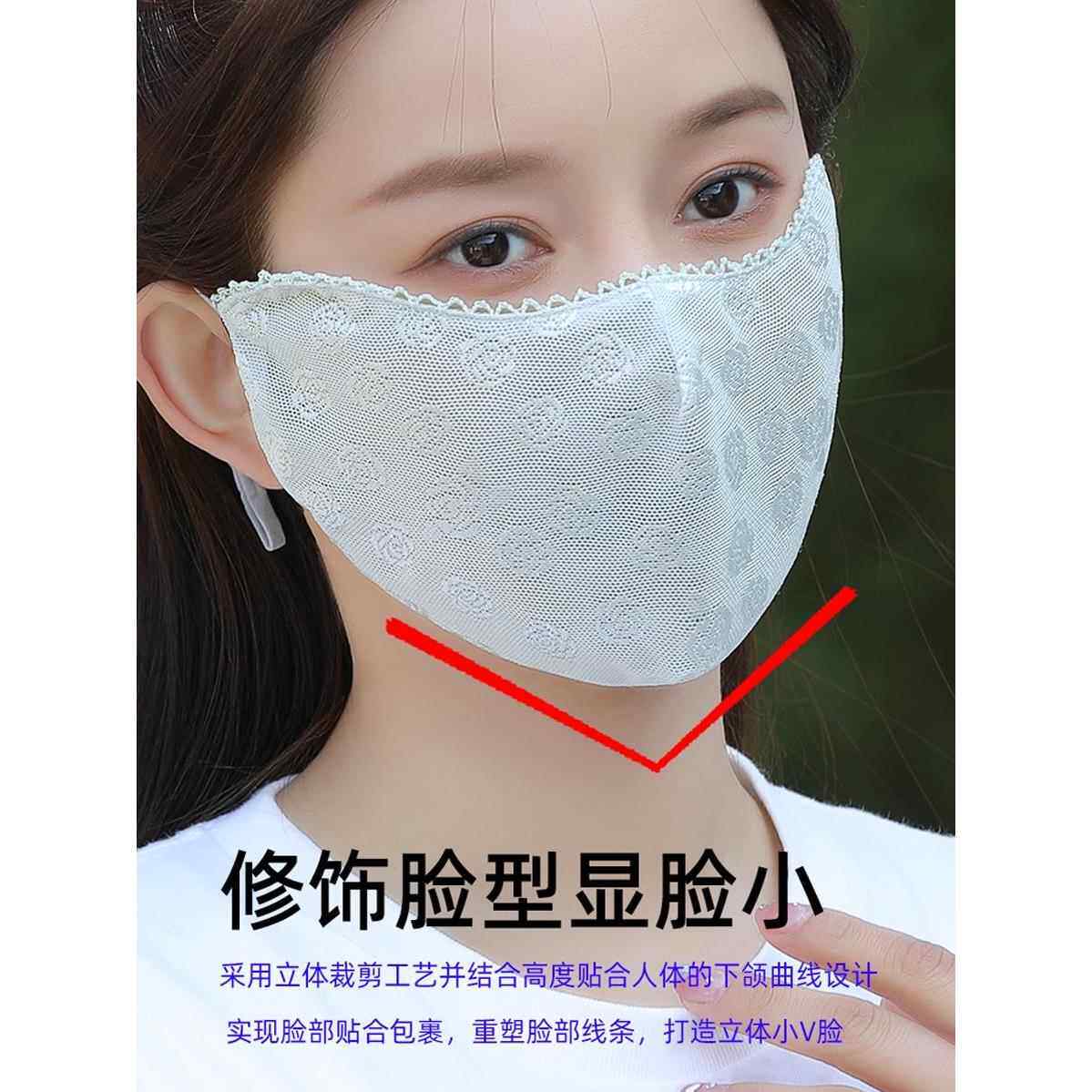 口罩女防晒网纱薄款夏季防紫外线透气护眼角时尚脸罩开车防晒面罩