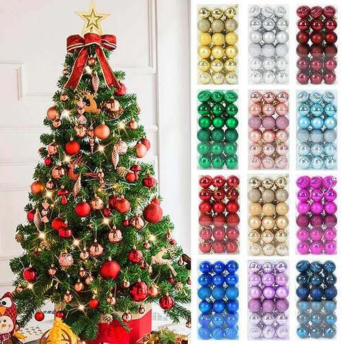 1box Christmas Balls Christmas Tree Ornaments Ball Xmas Hang