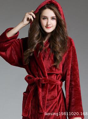 Super Soft Gray Plush Hooded Women's Robe