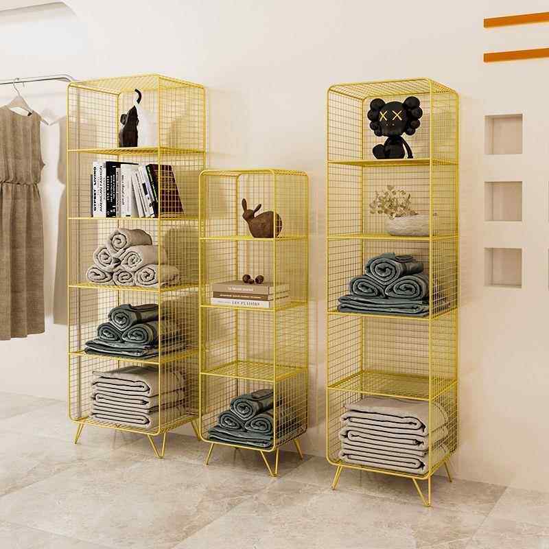 收纳网红多层LGM书架置客落服地卧室铁艺展示架厅装店网格物架