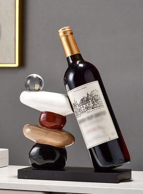 时来运转红酒架艺术石摆件办公室酒柜客厅电视柜装饰乔迁礼品