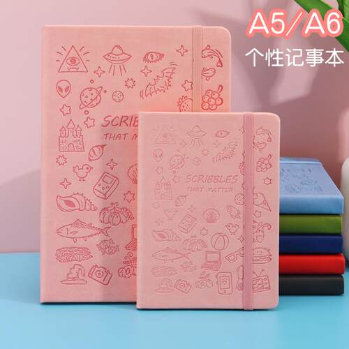 学生软皮笔记本定制可爱卡通A5盖章本精美日记本A6绑带商务记事本
