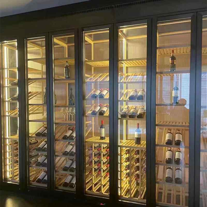 酒轻奢酒客厅不锈钢酒柜jg1245简约现代红酒架店窖恒设温展示柜计