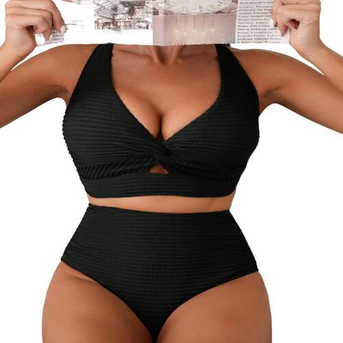 Bikini Womens Beach Textured Sets Twist Front Swimsuits
