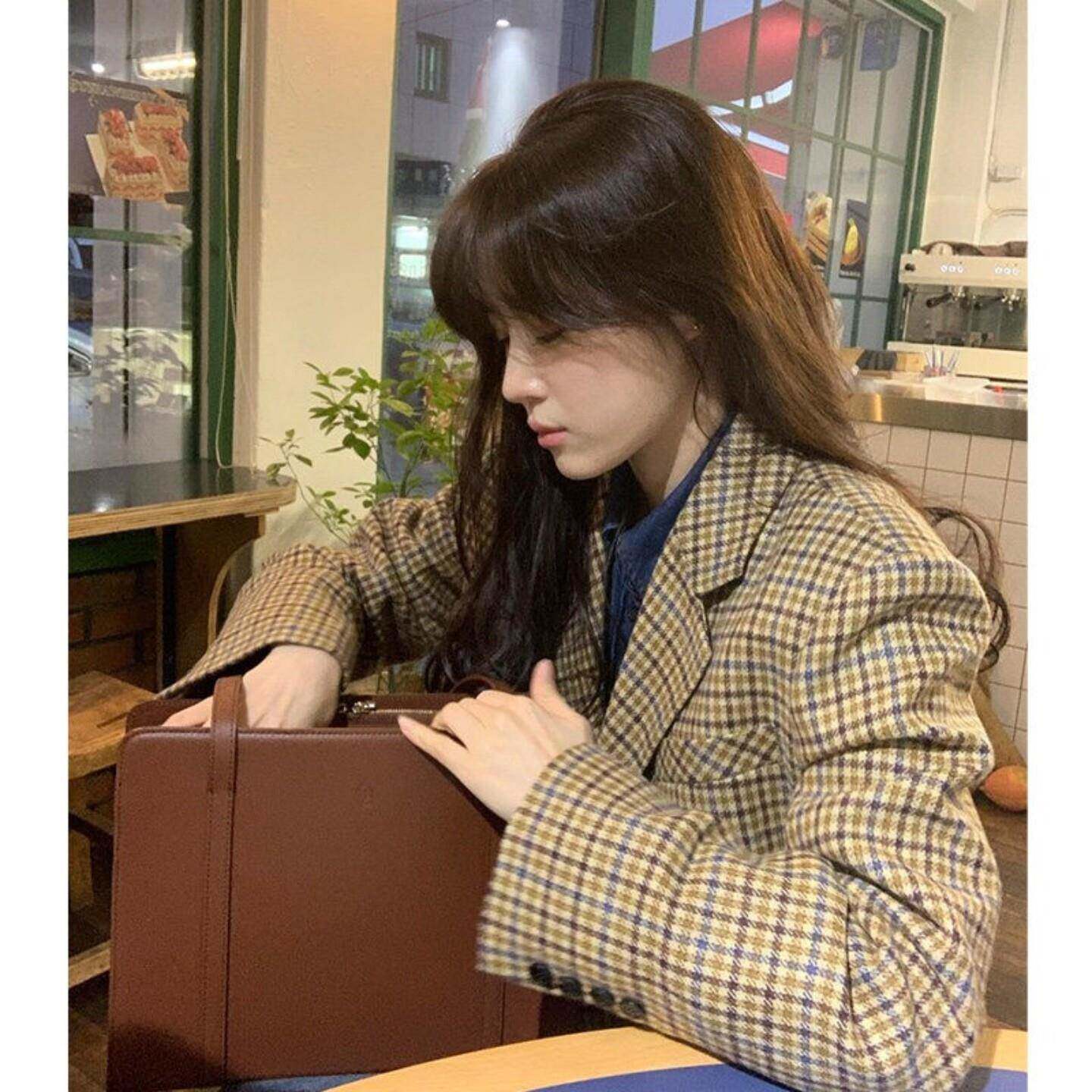 格子小西装开春外套女小个子2026新款独特气质名媛高级感休闲西服