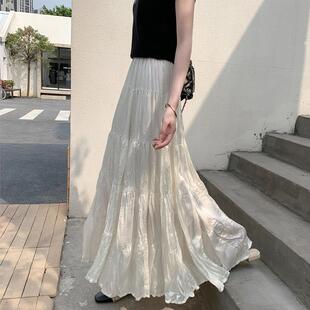 高腰大摆a0317r 半身裙女夏季 流光褶皱蛋糕裙2026新款 今年流行爆款