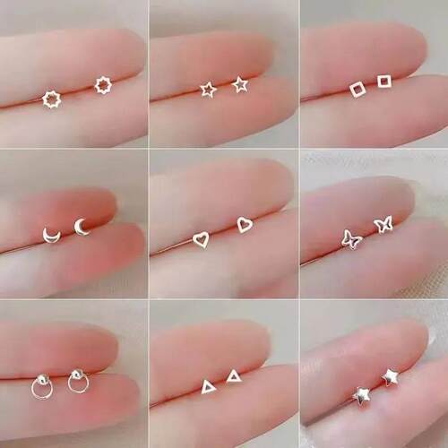 Korean Mini Small Heart Stars Stud Earrings For Women Studen