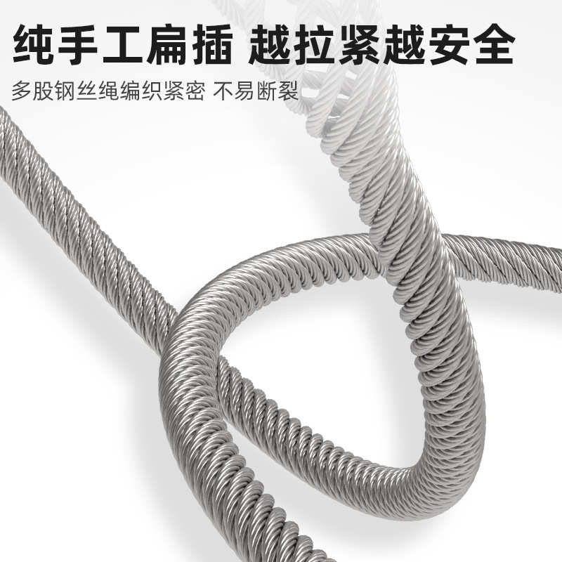 沪工镀锌无油插编钢丝绳双扣起重钢丝绳吊索具拖车绳压制钢丝绳套