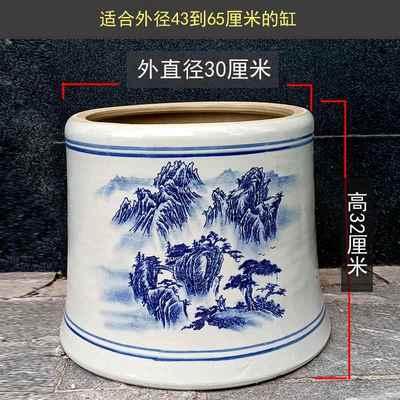 正品德景镇陶瓷器手绘底座鱼缸花盆脚架子瓷缸瓷金锦鲤睡莲荷花底