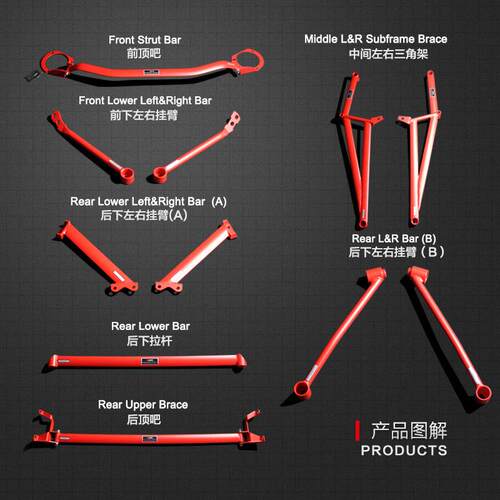 Front & Rear Brace Tower Bar 适用 Subaru Impreza GE/GH/GR/GV