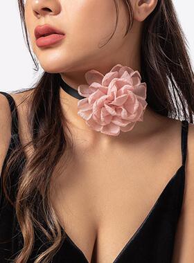 pull-up fabric floral collar and personalized necklace项链