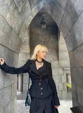 suit skirt suit button lady jacket suit drunkard pleated