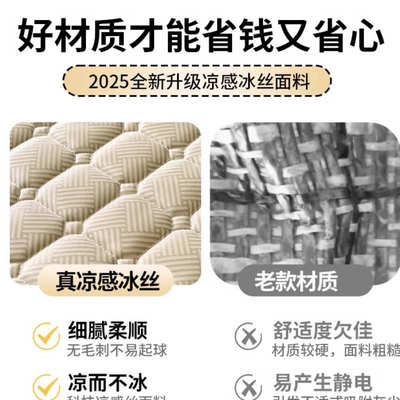 夏季2025新款凉席床垫遮盖物双面冬夏两用榻榻米冰丝席子软垫垫子