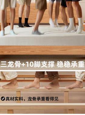 实木床简约现代1米人8双人床工s6446厂木直销家用原色15米橡木.单