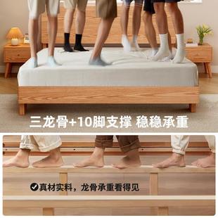 木实简床原木风1855米8双人床家用约1米5床榻榻米橡木出租房用单