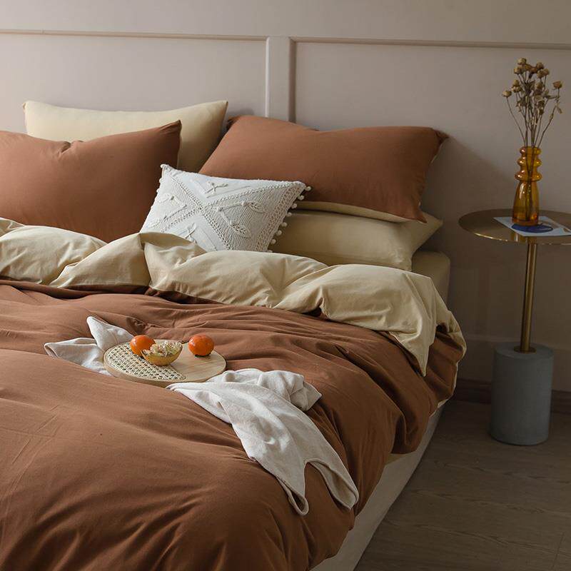 高档a天柱纯棉床四件类套针织床棉100棉裸睡超软床纯单单简易被套