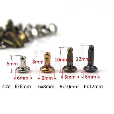 100sets 6mm 8mm Metal Double Cap Rivets Studs Round Rivet fo