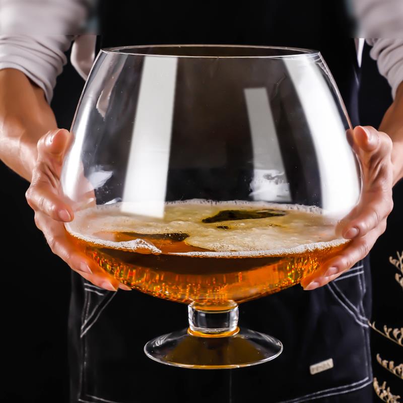 摆件2500ml巨大号高脚红酒杯洋酒杯特大号宽口径超大玻璃杯3000ml