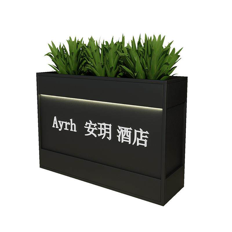 户外铁艺花箱组合太阳能灯带花坛餐饮火锅店烧烤店隔断奶茶店花槽