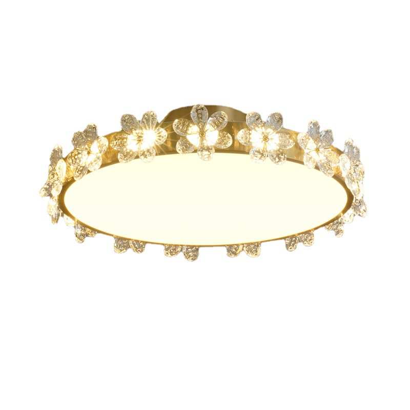 轻奢后现代客厅水晶全铜吸顶灯温馨浪漫主卧室灯简约大气房间灯具