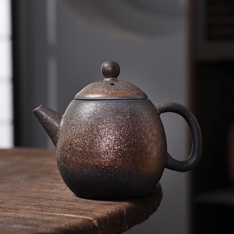 龙蛋壶轻古早烧ALTXCS20茶壶仿柴烧小壶金复古鎏铁铀泡茶壶功夫茶