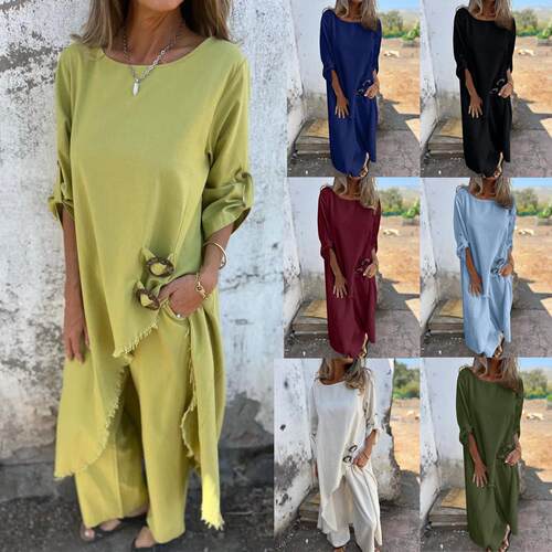 Women's metal buckle robe set