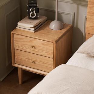 北欧全MRs33实木床柜卧室置头物家柜用物柜现代简约收纳边柜储子