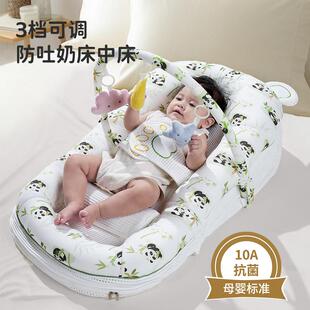 拉车床中床婴儿躺睡神器新生儿斜坡枕二合一宝宝安抚安睡多功能睡